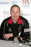 7 February 2012; Operations Director of Ulster Rugby David Humphreys during a press conference ahead of their Celtic League game against Dragons on Friday. Ulster Rugby Press Conference, Newforge Country Club, Belfast, Co. Antrim. Picture credit: John Dickson / SPORTSFILE