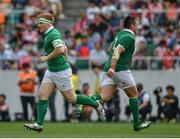 17 June 2017; James Tracy of Ireland, left, comes on to replace team-mate Niall Scannell during the international rugby match between Japan and Ireland at the Shizuoka Epoca Stadium in Fukuroi, Shizuoka Prefecture, Japan. Photo by Brendan Moran/Sportsfile