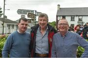 18 June 2017: Donegal county councillor John O'Donnell, left, with John Lyons two times winner of the Donegal Rally, centre, and Michael Coyle during the SS 17 Glen in the 2017 Joule Donegal International Rally. Photo by Philip Fitzpatrick/Sportsfile