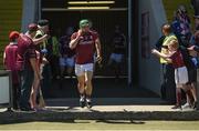 18 June 2017; David Burke of Galway leads his side out ahead of the Leinster GAA Hurling Senior Championship Semi-Final match between Galway and Offaly at O'Moore Park in Portlaoise, Co Laois. Photo by Seb Daly/Sportsfile