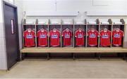 18 June 2017; A general view of Cork jerseys in the dressing room before the Munster GAA Hurling Senior Championship Semi-Final match between Waterford and Cork at Semple Stadium in Thurles, Co Tipperary.  Photo by Piaras Ó Mídheach/Sportsfile