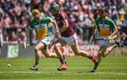 18 June 2017; Niall Burke of Galway in action against Shane Kinsella, left, and Enda Grogan of Offaly during the Leinster GAA Hurling Senior Championship Semi-Final match between Galway and Offaly at O'Moore Park in Portlaoise, Co Laois. Photo by Seb Daly/Sportsfile