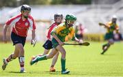 18 June 2017; Emer O'Sullivan of Knockananna, Co. Wicklow in action against Denise Foley and Eimear Smith of Windgap, Co. Kilkenny during the Division 7 Camogie Final. At the John West Féile na nGael national competition which took place this weekend across Carlow, Kilkenny and Waterford. This is the second year that the Féile na nGael and Féile Peile na nÓg have been sponsored by John West, one of the world’s leading suppliers of fish. The competition gives up-and-coming GAA superstars the chance to participate and play in their respective Féile tournament, at a level which suits their age, skills and strengths. Photo by Matt Browne/Sportsfile