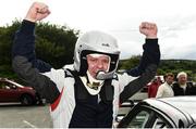 18 June 2017: Manus Kelly from Glenswilly Co.Donegal in a Impreza celebrates after winning the Joule Donegal International Rally 2017 at the finish of SS20 Glen. Photo by Philip Fitzpatrick/Sportsfile