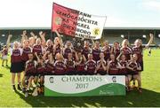 18 June 2017; Dicksboro, Co. Kilkenny players celebrate after the Division 2 Camogie Final between Dicksboro, Co. Kilkenny and Kilcormac-Killoughey, Co. Offaly at the John West Féile na nGael national competition which took place this weekend across Carlow, Kilkenny and Waterford. This is the second year that the Féile na nGael and Féile Peile na nÓg have been sponsored by John West, one of the world’s leading suppliers of fish. The competition gives up-and-coming GAA superstars the chance to participate and play in their respective Féile tournament, at a level which suits their age, skills and strengths. Photo by Matt Browne/Sportsfile
