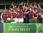 18 June 2017; Charlie Nolan captain of Dicksboro, Co. Kilkenny lifts the trophy after the John West Féile na nGael national competition which took place this weekend across Carlow, Kilkenny and Waterford. This is the second year that the Féile na nGael and Féile Peile na nÓg have been sponsored by John West, one of the world’s leading suppliers of fish. The competition gives up-and-coming GAA superstars the chance to participate and play in their respective Féile tournament, at a level which suits their age, skills and strengths. Photo by Matt Browne/Sportsfile