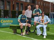 19 June 2017; As a long-standing sponsor of the GAA Hurling All-Ireland Senior Championship, Centra today launched #WeAreHurling, which celebrates the passion displayed by all of those in Ireland’s collective hurling community. #WeAreHurling reinforces Centra’s commitment to local communities across Ireland by shining a light on the many people who devote their lives to the game – making our national sport a pillar of Irish pride. Pictured today in attendance are, from left, Kilkenny hurler Michael Fennelly, former Kilkenny All-Ireland winner and uncle to Michael Fennelly, Liam Fennelly, former Kilkenny hurler and ten-time All-Ireland winner Henry Shefflin, and Kilkenny super-fan Myles Kavanagh, from Kilkenny City, during the Centra Hurling Media Launch at Smithfield Square & The Lighthouse Cinema, in Dublin 7. Photo by Seb Daly/Sportsfile