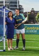 19 June 2017; As a long-standing sponsor of the GAA Hurling All-Ireland Senior Championship, Centra today launched #WeAreHurling, which celebrates the passion displayed by all of those in Ireland’s collective hurling community. #WeAreHurling reinforces Centra’s commitment to local communities across Ireland by shining a light on the many people who devote their lives to the game – making our national sport a pillar of Irish pride. Pictured today in attendance is Emelie Ó hAilpín, with her son and former Cork and All-Ireland winning hurler Seán Óg O hAilpín, during the Centra Hurling Media Launch at Smithfield Square & The Lighthouse Cinema, in Dublin 7. Photo by Seb Daly/Sportsfile