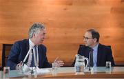 19 June 2017; FAI Chief Executive John Delaney, left, and Republic of Ireland manager Martin O’Neill at the new FAI/Offaly County Council Development Officer Announcement. The Football Association of Ireland is delighted to announce a three-year-partnership with Offaly County Council for a co-funded Football Development Officer. The announcement in Tullamore this afternoon means that the Football Association of Ireland now has at least one Football Development Officer in every county in the Republic of Ireland. Áras an Chontae, Kilcruttin, Tullamore, Co Offaly. Photo by Piaras Ó Mídheach/Sportsfile