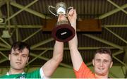 18 June 2017; Limerick joint-captains Thomas Grimes, left, and Cian Hedderman lift the cup after the Munster GAA Under 25 Reserve Hurling Competition Final match between Limerick and Waterford at Semple Stadium in Thurles, Co. Tipperary. Photo by Piaras Ó Mídheach/Sportsfile