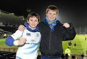 9 February 2012; Leinster supporters Noah Pim, left, aged 9, and his brother Reuben, aged 12, from Kilkenny City, Co.Kilkenny, at the game. Celtic League, Leinster v Treviso, RDS, Ballsbridge, Dublin. Picture credit: Barry Cregg / SPORTSFILE