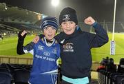 9 February 2012; Leinster supporters Tom Coleman, left, aged 9, and Adam Conneely, aged 9, both from Two Mile House, Co.Kildare, at the game. Celtic League, Leinster v Treviso, RDS, Ballsbridge, Dublin. Picture credit: Barry Cregg / SPORTSFILE