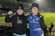 9 February 2012; Leinster supporters Adam Conneely,left, aged 9, from Two Mile House, Co.Kildare, and Darragh Searing, aged 10, from Kildare Town, Co.Kildare, at the game. Celtic League, Leinster v Treviso, RDS, Ballsbridge, Dublin. Picture credit: Barry Cregg / SPORTSFILE