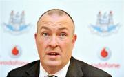 10 February 2012; Dublin manager Pat Gilroy during a press conference ahead of their Allianz Football League, Division 1, Round 2, match against Mayo on Saturday. Dublin Football Squad Press Conference, St Clare's, DCU, Ballymun, Dublin. Picture credit: Brian Lawless / SPORTSFILE