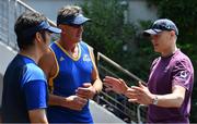 20 June 2017; Ireland head coach Joe Schmidt, right, with former Munster head coach and current NTT Shining Arcs Rob Penney during squad training at Ichikawa City, in Chiba, Japan. Photo by Brendan Moran/Sportsfile