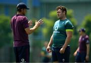 20 June 2017; Ireland forwards coach Simon Easterby in conversation with Dave Kilcoyne, right, during squad training at Ichikawa City, in Chiba, Japan. Photo by Brendan Moran/Sportsfile