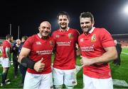 20 June 2017; Ulster players representing the British and Irish Lions, from left, Rory Best, Iain Henderson and Jared Payne following the match between the Chiefs and the British & Irish Lions at FMG Stadium in Hamilton, New Zealand. Photo by Stephen McCarthy/Sportsfile