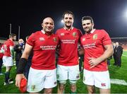 20 June 2017; Ulster players representing the British and Irish Lions, from left, Rory Best, Iain Henderson and Jared Payne following the match between the Chiefs and the British & Irish Lions at FMG Stadium in Hamilton, New Zealand. Photo by Stephen McCarthy/Sportsfile