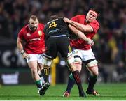 20 June 2017; CJ Stander of the British & Irish Lions in action against Dominic Bird of the Chiefs during the match between the Chiefs and the British & Irish Lions at FMG Stadium in Hamilton, New Zealand. Photo by Stephen McCarthy/Sportsfile