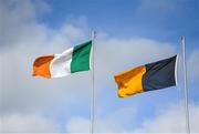 2 April 2017; The Irish tricolour and the Kilkenny flag fly in the wind before the Allianz Hurling League Division 1 Quarter-Final match between Kilkenny and Wexford at Nowlan Park in Kilkenny. Photo by Brendan Moran/Sportsfile