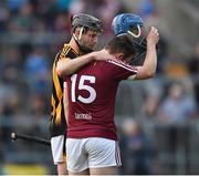 21 June 2017; Disappointed Ciaran Doyle of Westmeath is consoled by Jason Cleere of Kilkenny during the Bord Gáis Energy Leinster GAA Hurling U21 Championship Semi-Final match between Westmeath and Kilkenny at Cusack Park, in Mullingar. Photo by David Maher/Sportsfile