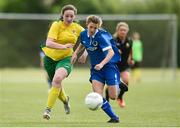 22 June 2017; Kaioni Tuipulotu of North Eastern Counties Schoolsboys/Girls League in action against Jessica Leese of Donegal Women's League during the Fota Island Resort FAI u14 Gaynor Cup at University of Limerick in Limerick. Photo by Diarmuid Greene/Sportsfile