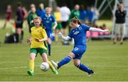 22 June 2017; Sarah Duke Power of North Eastern Counties Schoolsboys/Girls League in action against Ciara McGarvey of Donegal Women's League during the Fota Island Resort FAI u14 Gaynor Cup at University of Limerick in Limerick. Photo by Diarmuid Greene/Sportsfile