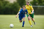 22 June 2017; Kaioni Tuipulotu of North Eastern Counties Schoolsboys/Girls League in action against Jessica Leese of Donegal Women's League during the Fota Island Resort FAI u14 Gaynor Cup at University of Limerick in Limerick. Photo by Diarmuid Greene/Sportsfile