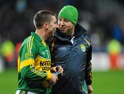 4 February 2012; Tomás î SŽ, Kerry, shares a joke with Kerry official Niall O'Callaghan after the game. Allianz Football League, Division 1, Round 1, Dublin v Kerry, Croke Park, Dublin. Picture credit: Dáire Brennan / SPORTSFILE