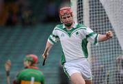 11 February 2012; Eoin Ryan, Coolderry, celebrates after scoring his side's first goal. AIB GAA Hurling All-Ireland Senior Club Championship Semi-Final, Coolderry, Offaly, v Gort, Galway, Gaelic Grounds, Limerick. Picture credit: Stephen McCarthy / SPORTSFILE