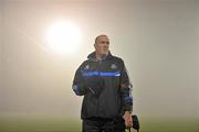 11 February 2012; Dublin manager Pat Gilroy walks out onto the pitch before referee Marty Duffy abandoned the game, due to heavy fog, before the start of the second half. Allianz Football League, Division 1, Round 2, Mayo v Dublin, McHale Park, Castlebar, Co. Mayo. Picture credit: David Maher / SPORTSFILE