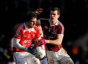 12 February 2012; Derek Crilly, Louth, in action against Johnny Duane, Galway. Allianz Football League, Division 2, Round 2, Galway v Louth, Pearse Stadium, Galway. Picture credit: Ray McManus / SPORTSFILE