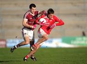 12 February 2012; Andy McDonnell, Louth, in action against Johnny Duane, Galway. Allianz Football League, Division 2, Round 2, Galway v Louth, Pearse Stadium, Galway. Picture credit: Ray McManus / SPORTSFILE