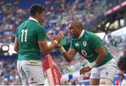 10 June 2017; Simon Zebo, right, is congratulated by Jacob Stockdale of Ireland after scoring a try during the international match between Ireland and USA at the Red Bull Arena in Harrison, New Jersey, USA. Photo by Ramsey Cardy/Sportsfile