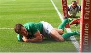 10 June 2017; Jacob Stockdale of Ireland celebrates after scoring his side's second try during the international match between Ireland and USA at the Red Bull Arena in Harrison, New Jersey, USA. Photo by Ramsey Cardy/Sportsfile