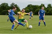 22 June 2017; Aisling Kavanagh of North Eastern Counties Schoolsboys/Girls League in action against Kelsey McAteer of Donegal Women's League during the Fota Island Resort FAI u14 Gaynor Cup at University of Limerick in Limerick. Photo by Diarmuid Greene/Sportsfile