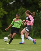 22 June 2017; Holly Rutherford of Metropolitan Girls League in action against Niamh Fitzgerald of Mid-Western Girls League during the Fota Island Resort FAI u14 Gaynor Cup at University of Limerick in Limerick. Photo by Diarmuid Greene/Sportsfile