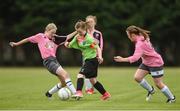 22 June 2017; Zoe Leonard of Metropolitan Girls League in action against Ciara Martin, left, and Amy Ward of Mid-Western Girls League during the Fota Island Resort FAI u14 Gaynor Cup at University of Limerick in Limerick. Photo by Diarmuid Greene/Sportsfile