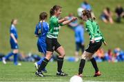 22 June 2017; Jenna Slattery of Limerick County & District Underage League celebrates with team-mate Leah Keogh, right, after scoring her side's first goal against Waterford Women's League during the Fota Island Resort FAI u14 Gaynor Cup at University of Limerick in Limerick. Photo by Diarmuid Greene/Sportsfile