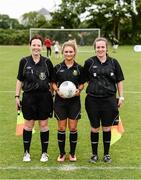 22 June 2017; Match officials, from left, assistant referee Anne Sweeney, referee Claire Purcell, and assistant referee Vicky McEnery during the Fota Island Resort FAI Gaynor Cup at University of Limerick in Limerick. Photo by Diarmuid Greene/Sportsfile
