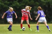22 June 2017; Aoibhe Noonan of Cork Womens and Schoolgirls soccer league in action against Fiona Ryan, left and Laura Butler of Wexford Womens and Schoolgirls soccer league during the U16 match between Cork Womens and Schoolgirls soccer league and  Wexford Schoolgirls soccer league at the University of Limerick in Limerick. Photo by Eóin Noonan/Sportsfile