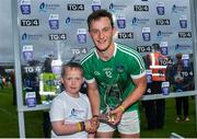 22 June 2017; Tom Morrissey of Limerick is presented with their Man of the Match award by Sean Nolan following the Bord Gais Energy Munster GAA Under 21 Hurling Quarter-Final match between Limerick and Tipperary at the Gaelic Grounds in Limerick. Photo by Ramsey Cardy/Sportsfile