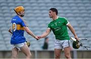 22 June 2017; Sean Finn of Limerick shakes hands with Cian Darcy of Tipperary following the Bord Gais Energy Munster GAA Under 21 Hurling Quarter-Final match between Limerick and Tipperary at the Gaelic Grounds in Limerick. Photo by Ramsey Cardy/Sportsfile