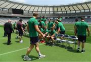 23 June 2017; The Ireland squad prepare for their team photpgraph before their captain's run at the Ajinomoto Stadium in Tokyo, Japan. Photo by Brendan Moran/Sportsfile