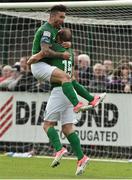 23 June 2017; Karl Sheppard, right, of Cork City celebrates after scoring his side's first goal with team-mate Sean Maguire during the SSE Airtricity League Premier Division match between Derry City and Cork City at Maginn Park in Buncrana, Co Donegal. Photo by David Maher/Sportsfile