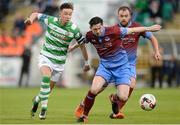23 June 2017; Ronan Finn of Shamrock Rovers in action against Ciaran McGuigan and Ryan McEvoy, behind, of Drogheda United during the SSE Airtricity League Premier Division match between Shamrock Rovers and Drogheda United at Tallaght Stadium in Tallaght, Co Dublin. Photo by Piaras Ó Mídheach/Sportsfile