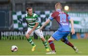 23 June 2017; Simon Madden of Shamrock Rovers in action against Mark Doyle of Drogheda United during the SSE Airtricity League Premier Division match between Shamrock Rovers and Drogheda United at Tallaght Stadium in Tallaght, Co Dublin. Photo by Piaras Ó Mídheach/Sportsfile