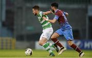 23 June 2017; Brandon Miele of Shamrock Rovers in action against Adam Wixted of Drogheda United during the SSE Airtricity League Premier Division match between Shamrock Rovers and Drogheda United at Tallaght Stadium in Tallaght, Co Dublin. Photo by Piaras Ó Mídheach/Sportsfile