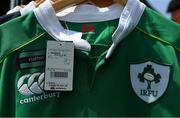 24 June 2017; A replica Ireland jersey on sale at the stadium before the international rugby match between Japan and Ireland in the Ajinomoto Stadium in Tokyo, Japan. Photo by Brendan Moran/Sportsfile