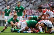 24 June 2017; Kieran Marmion of Ireland scores his side's third try during the international rugby match between Japan and Ireland in the Ajinomoto Stadium in Tokyo, Japan. Photo by Brendan Moran/Sportsfile